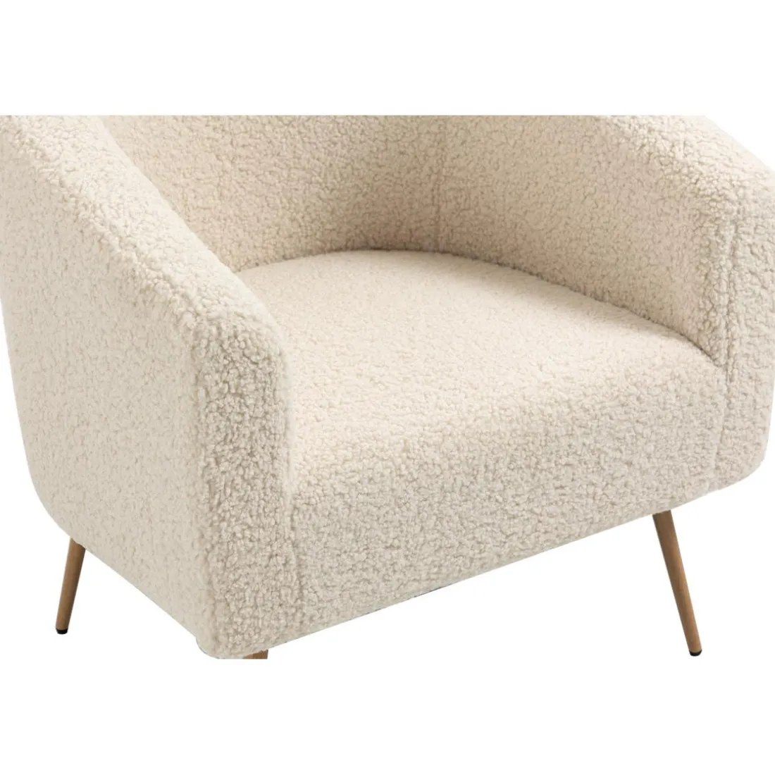 Fauteuil de Salon Scandinave Design Pieds Métal KIRUNA-BLANC BOIS