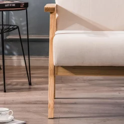 Fauteuil de Salon Scandinave avec Structure Bois LOUIS-BEIGE