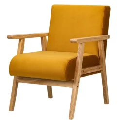 Fauteuil de Salon Scandinave avec Structure Bois LOUIS-JAUNE