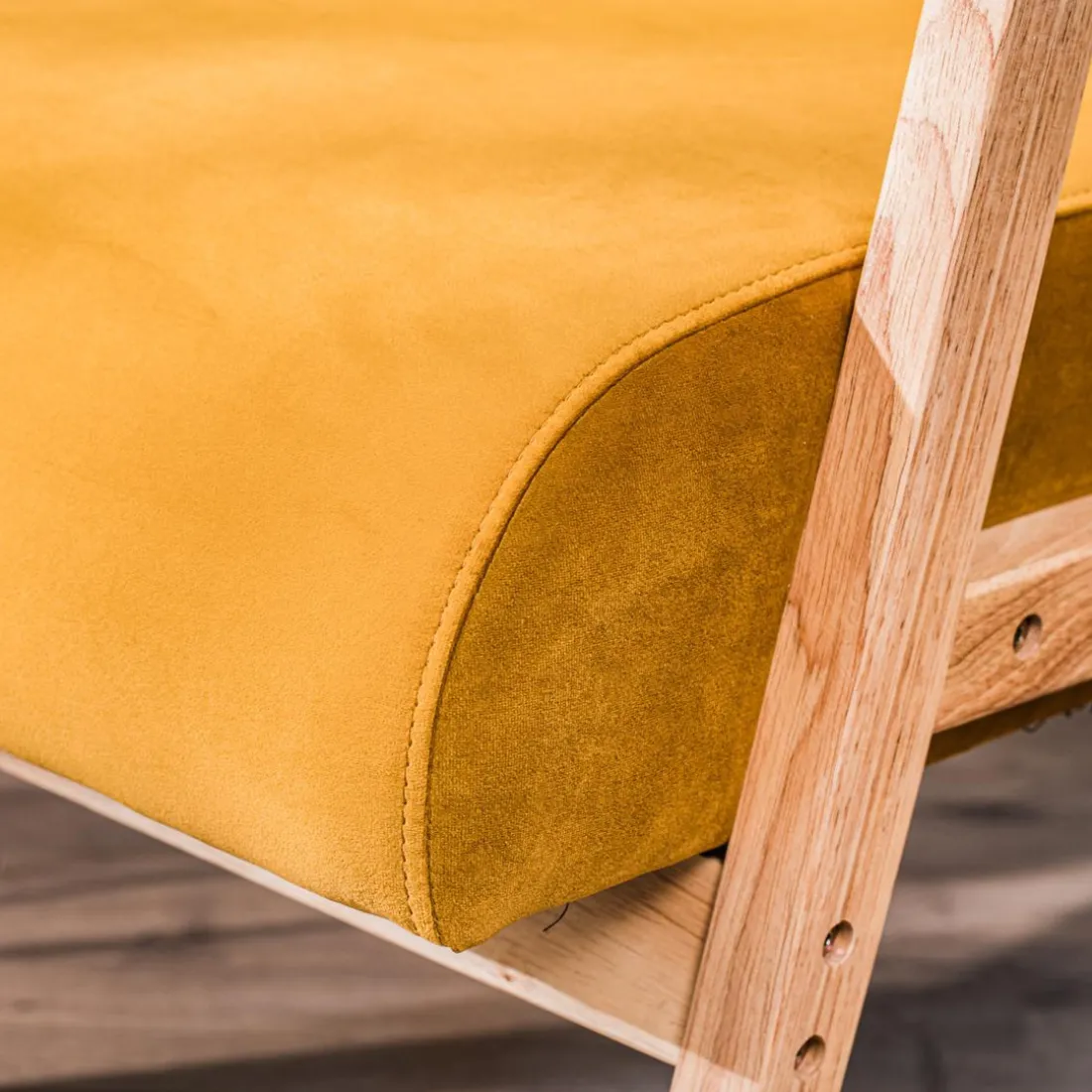 Fauteuil de Salon Scandinave avec Structure Bois LOUIS-JAUNE