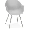 Fauteuil Design Gris Accoudoirs Arrondi Piétement Gris DERBY
