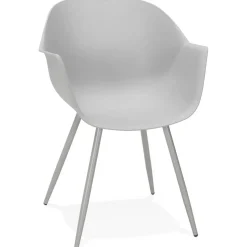 Fauteuil Design Gris Accoudoirs Arrondi Piétement Gris DERBY