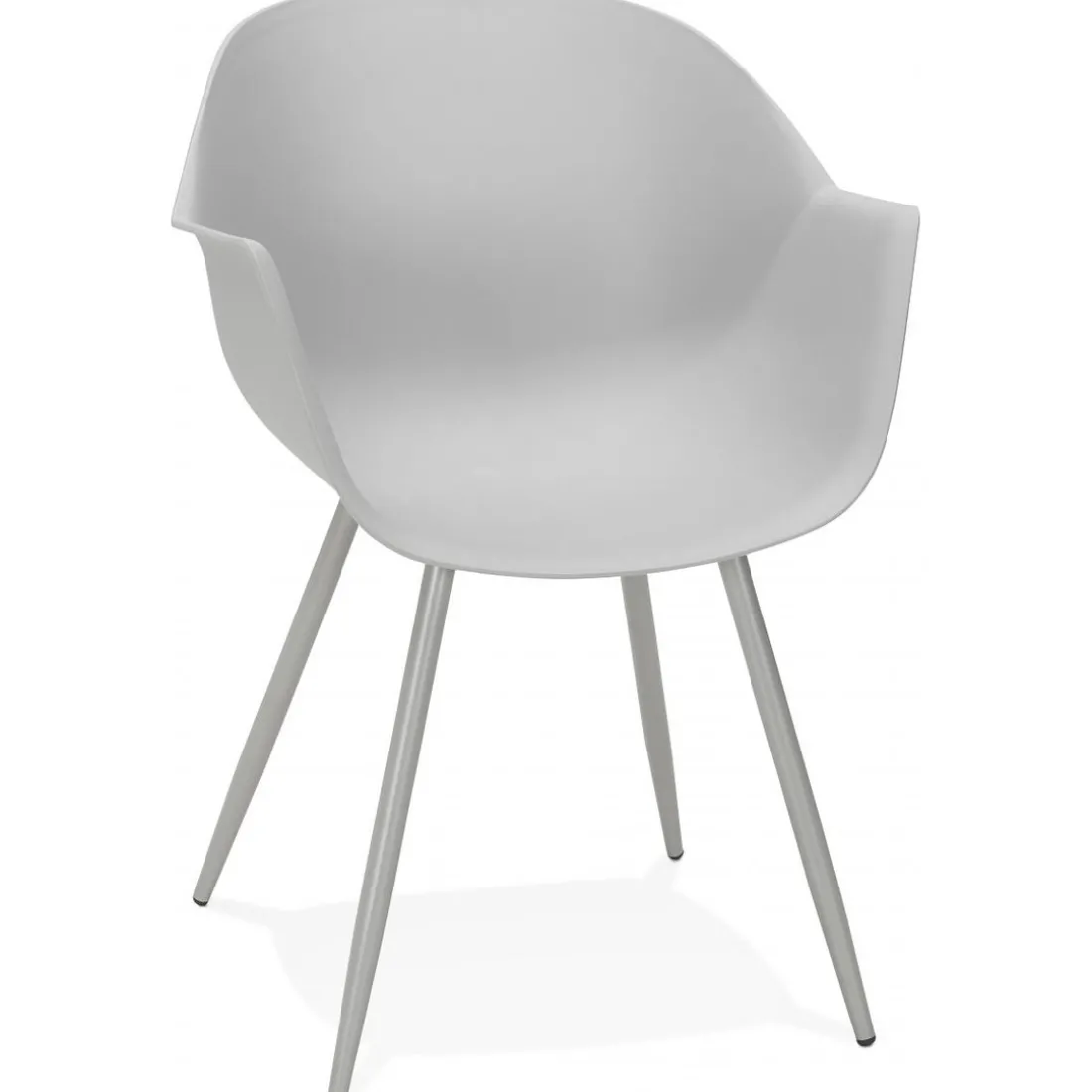 Fauteuil Design Gris Accoudoirs Arrondi Piétement Gris DERBY