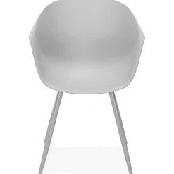 Fauteuil Design Gris Accoudoirs Arrondi Piétement Gris DERBY