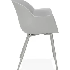 Fauteuil Design Gris Accoudoirs Arrondi Piétement Gris DERBY