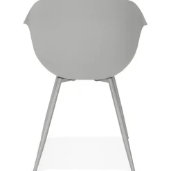 Fauteuil Design Gris Accoudoirs Arrondi Piétement Gris DERBY