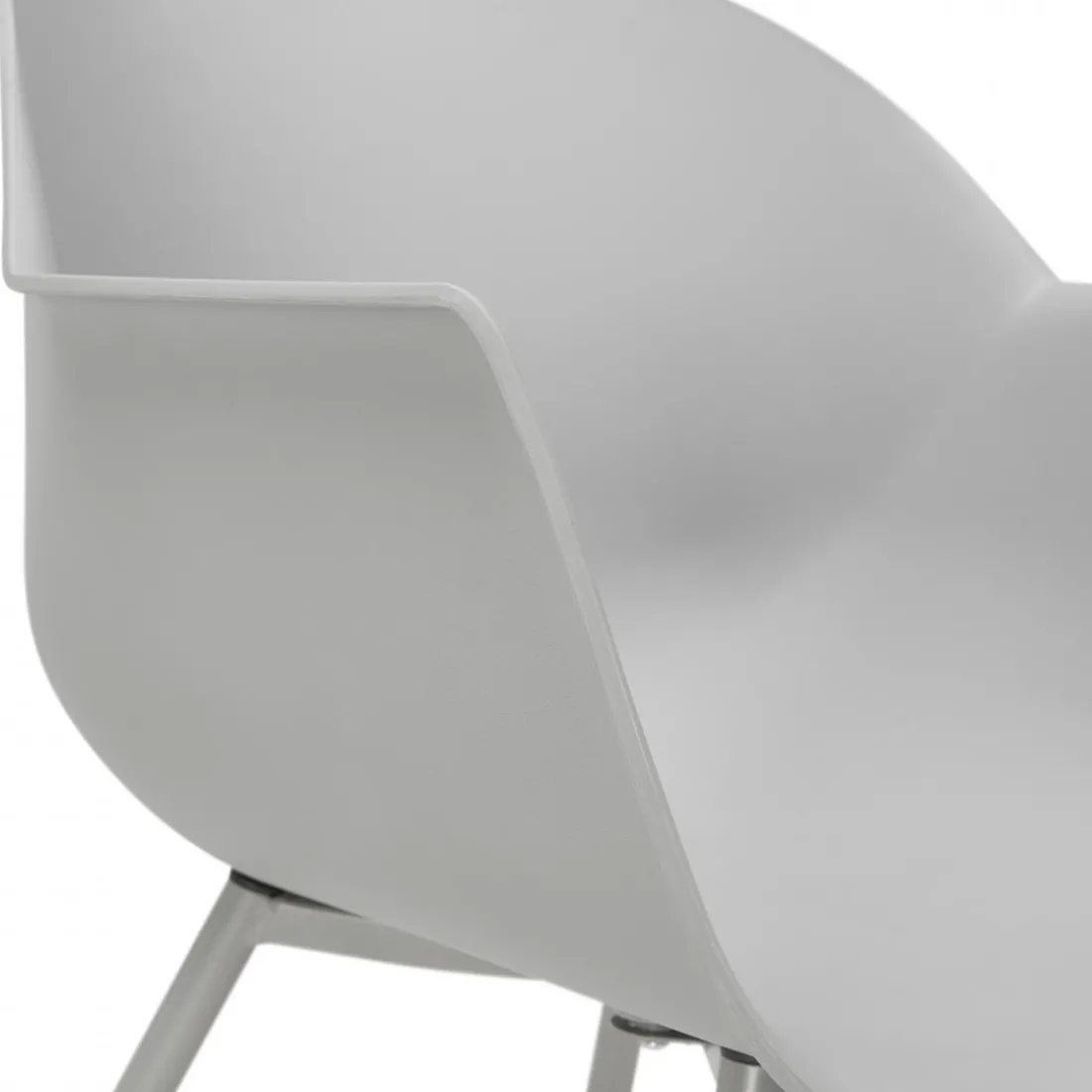 Fauteuil Design Gris Accoudoirs Arrondi Piétement Gris DERBY