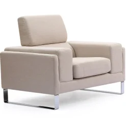 Fauteuil Design Tissu Beige BATO