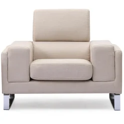 Fauteuil Design Tissu Beige BATO