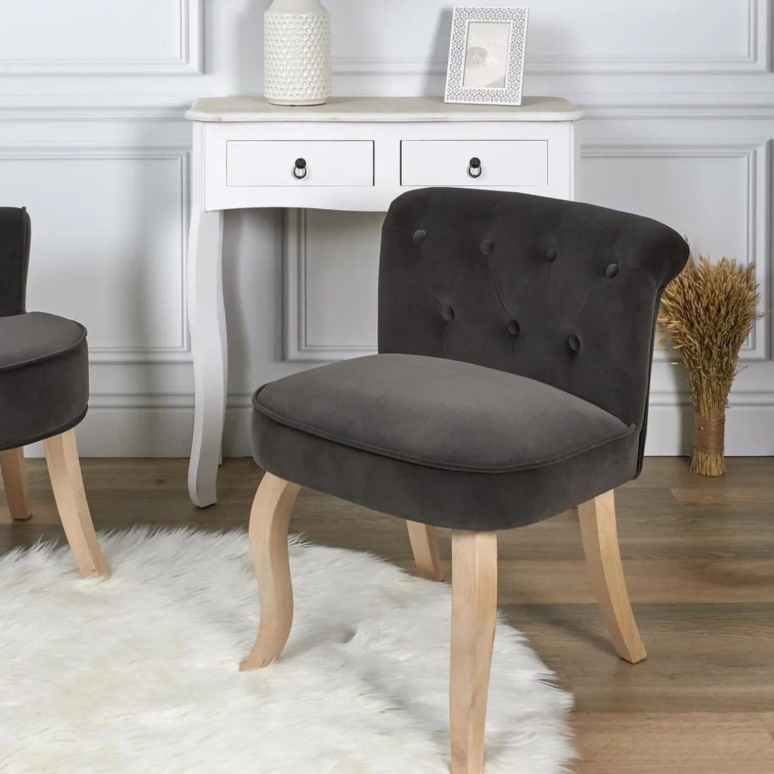 Fauteuil ELEONOR Velours Gris