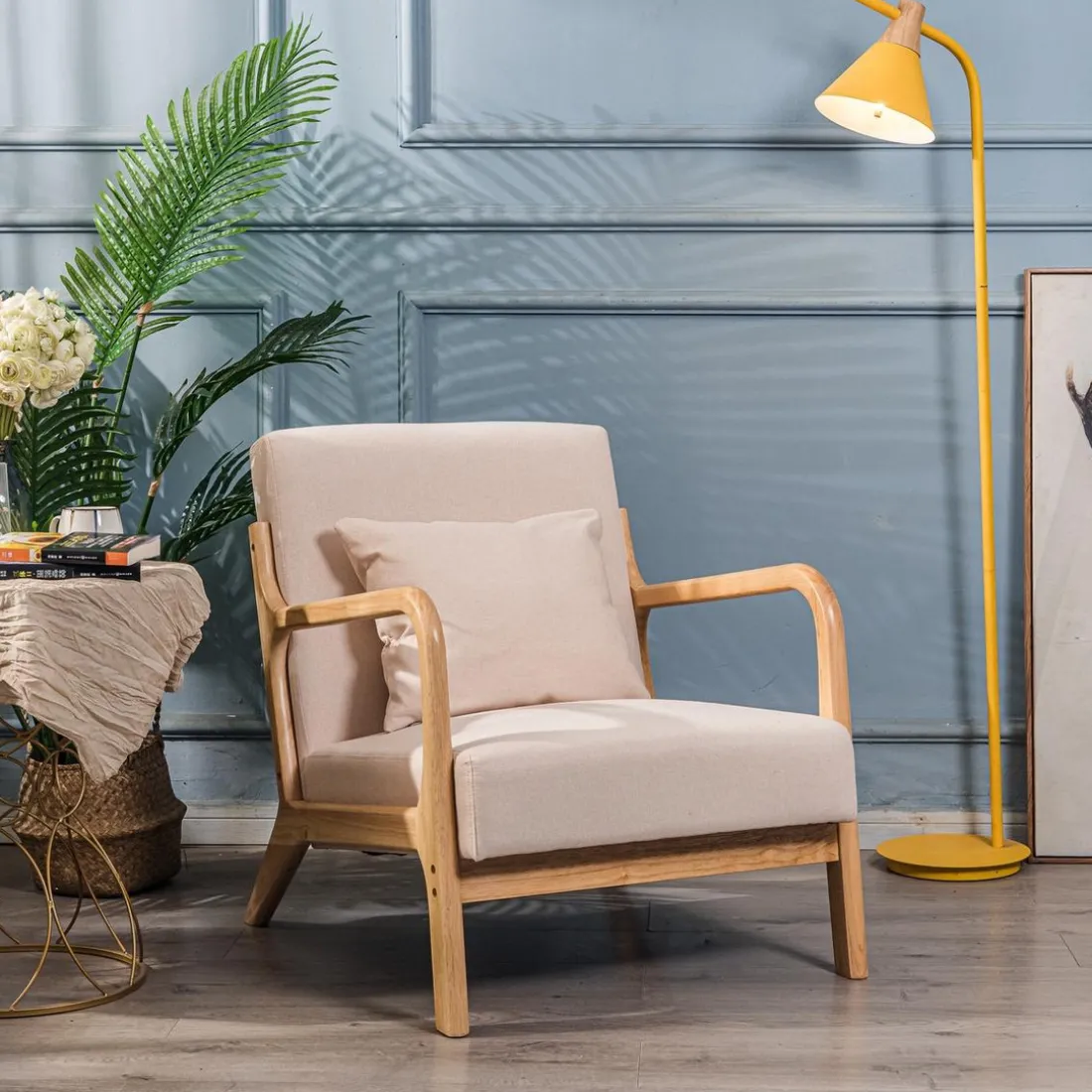 Fauteuil en bois massif Beige