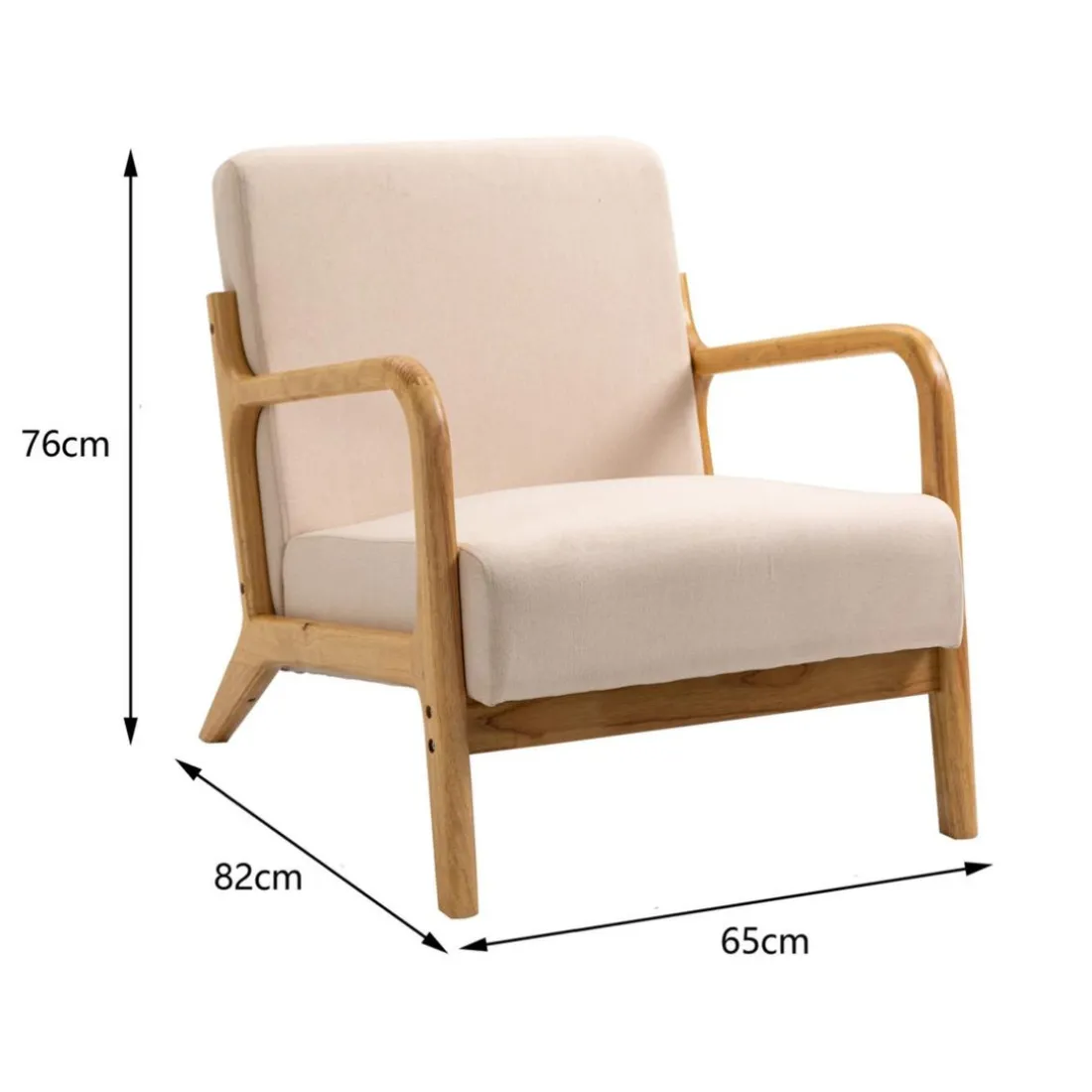 Fauteuil en bois massif Beige
