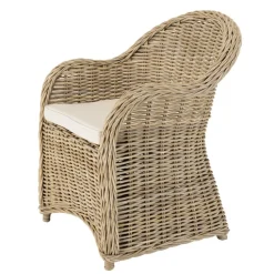 Fauteuil en kubu avec coussin d'assise blanc KALLY