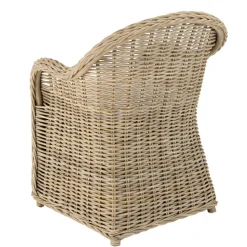 Fauteuil en kubu avec coussin d'assise blanc KALLY