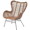 Fauteuil en Metal et Rotin Naturel Marron JAKARTA