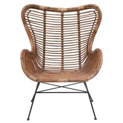 Fauteuil en Metal et Rotin Naturel Marron JAKARTA