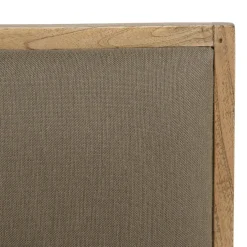 Fauteuil en Mindi, assise en tissu kaki chiné DAK