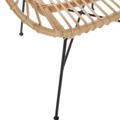 Fauteuil en Rotin Naturel et Métal Noir NATURA