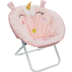 Fauteuil enfant pliant Licorne, rose en tissu D. 50 x H. 55cm