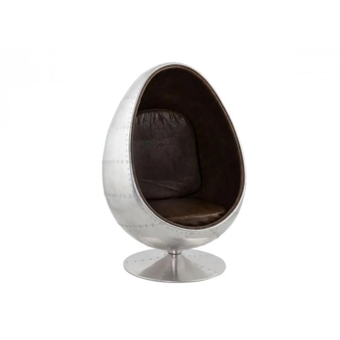 Fauteuil Oeuf Aluminium et simili Marron Carlingue AMHERST