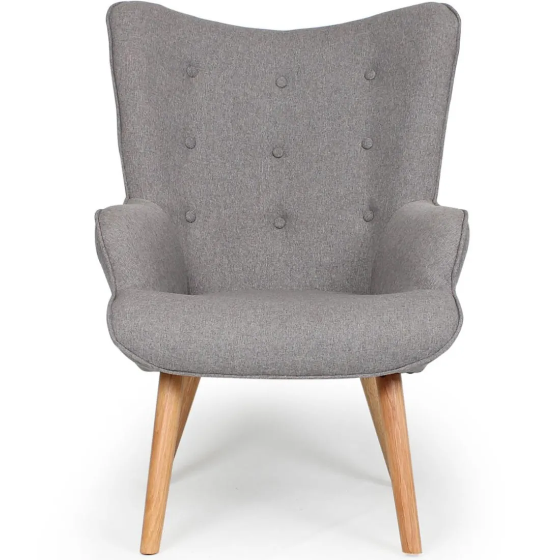 Fauteuil Scandinave + Pouf Tissu Gris CARQUIN
