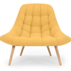 Fauteuil Scandinave Tissu Jaune FOLLEY