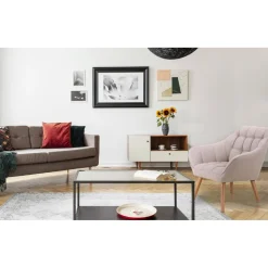 Fauteuil Scandinave Zentao Tissu Beige