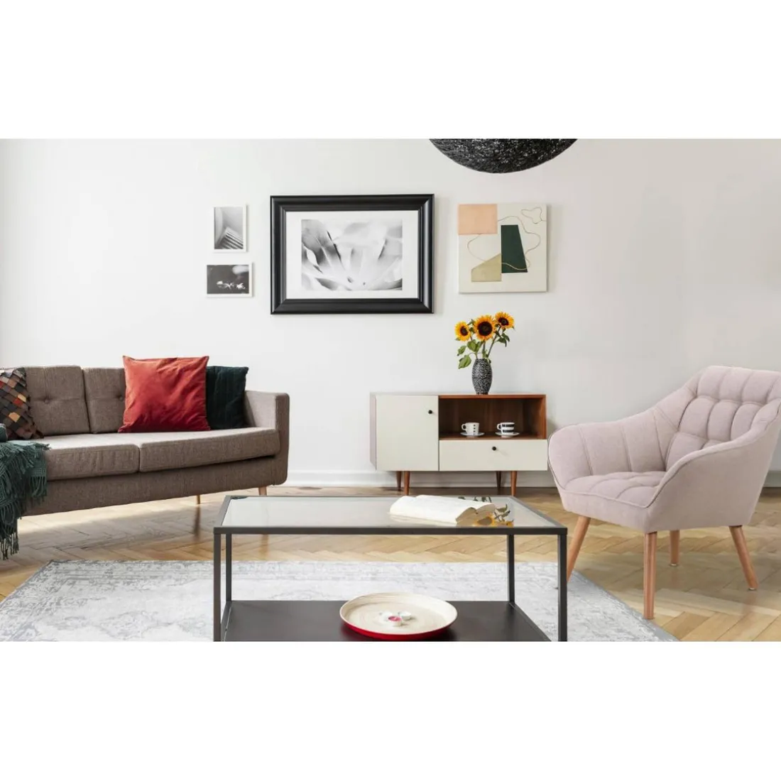 Fauteuil Scandinave Zentao Tissu Beige