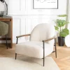 Fauteuil tissu bouclette écru structure métallique GASTON