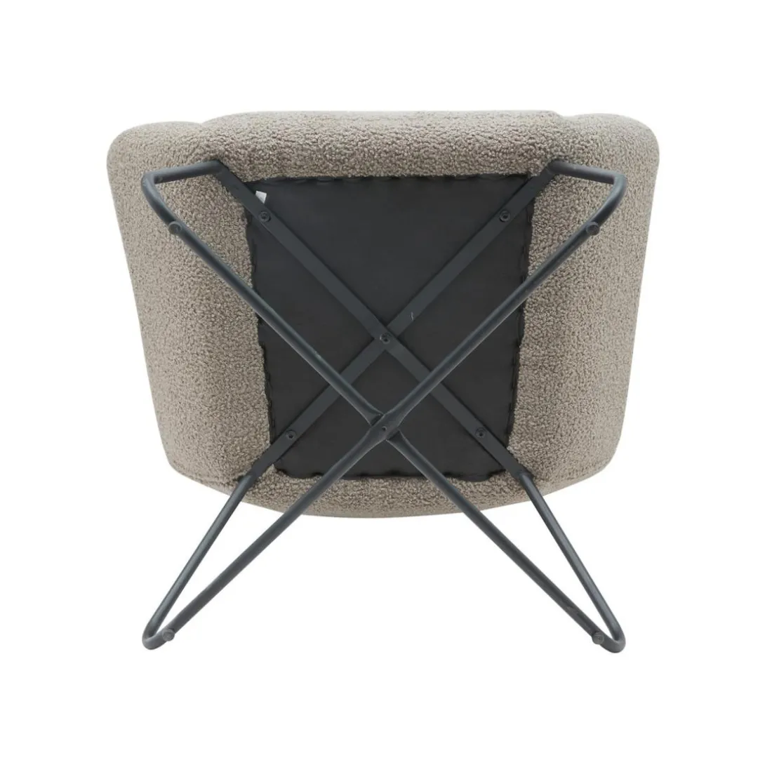 Fauteuil tissu effet laine bouclette gris foncé