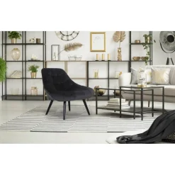 Fauteuil Velours Noir