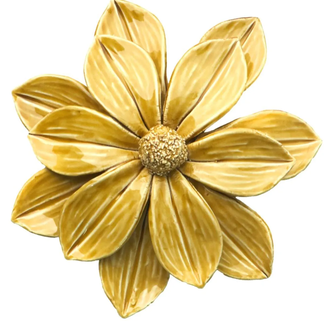 Fleur déco en céramique VALSE jaune