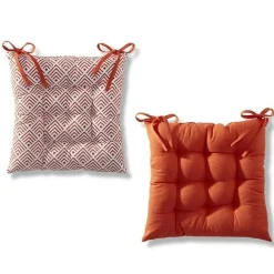 Galette de chaise capitonnée réversible Becquet - Orange