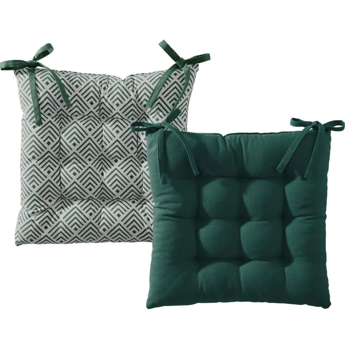 Galette de chaise capitonnée réversible Becquet - Vert