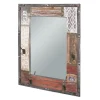 Garderobe murale 4 crochets miroir integré