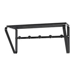 Garderobe murale avec 5 crochets et support-chapeaux en Acier époxy Noir