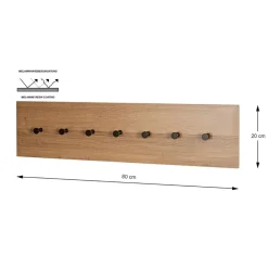 Garderobe murale avec 7 crochets métalliques