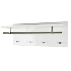 Garderobe murale barre et 4 crochets optique inox