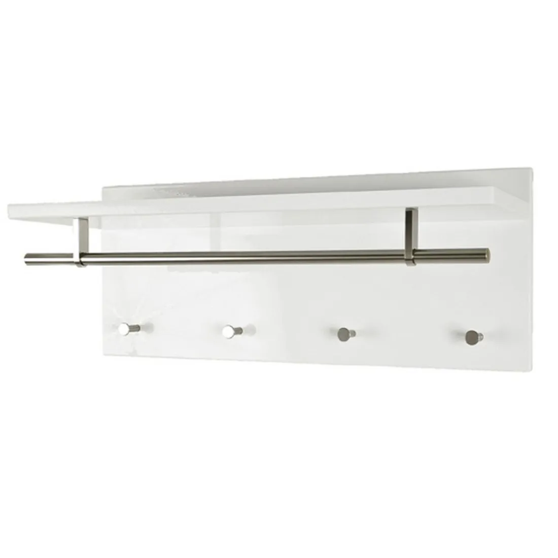 Garderobe murale barre et 4 crochets optique inox