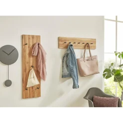 garderobe murale chêne et métal noir