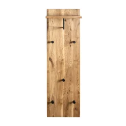 garderobe murale chêne et métal noir - 5 crochets et étagère