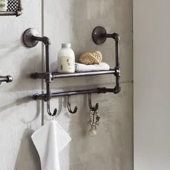 Garderobe murale en acier laqué anthracite 1 compartiment et 3 crochets
