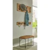 Garderobe murale en bois et 8 crochets en métal noir