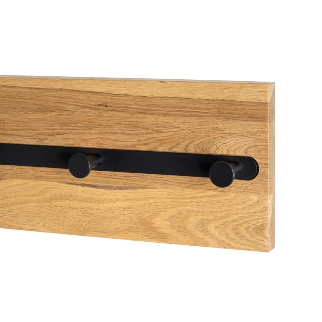 Garderobe murale en bois 5 crochets en métal noirs