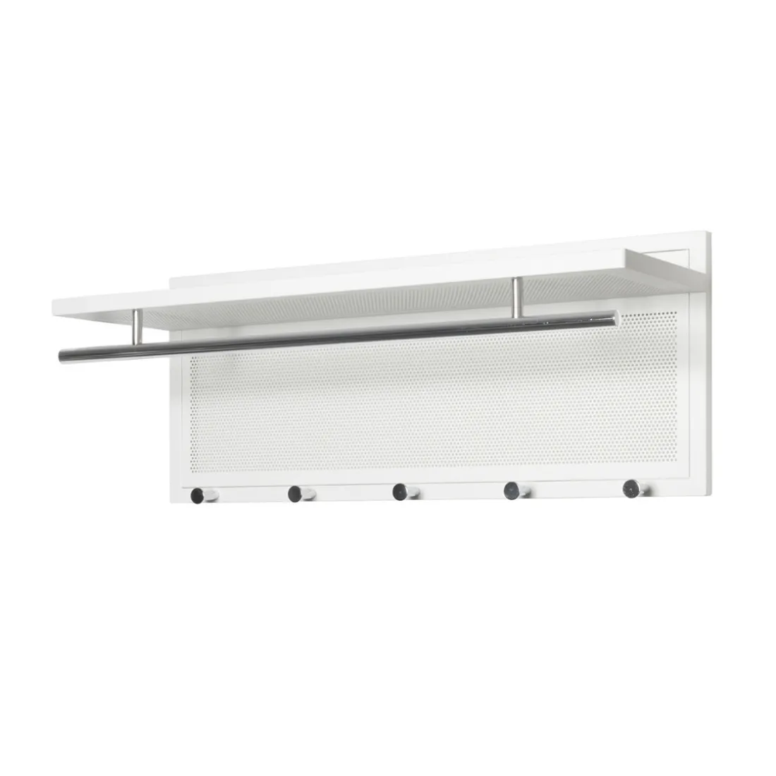 Garderobe murale en tube d'acier peint par poudrage en blanc