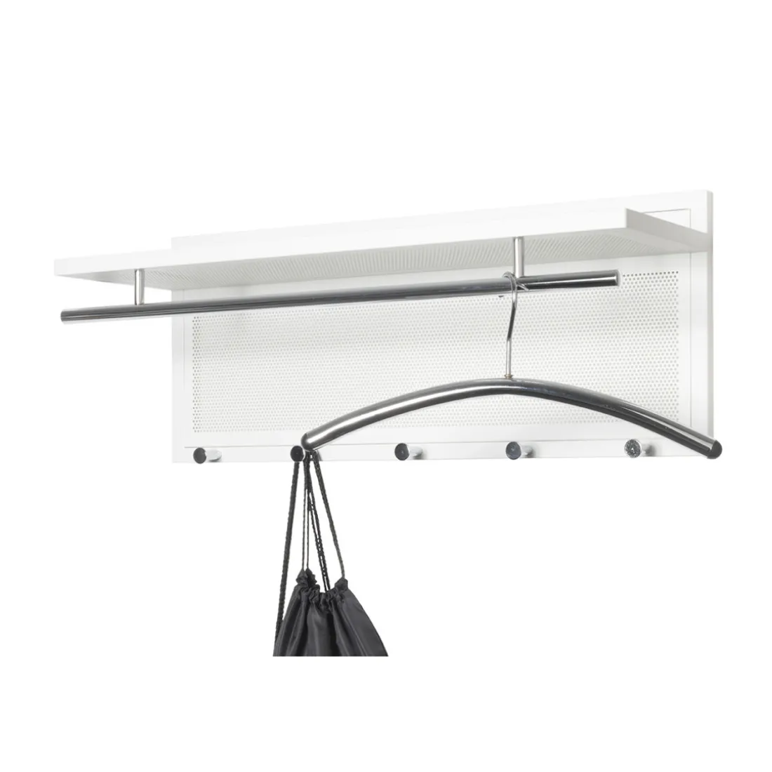 Garderobe murale en tube d'acier peint par poudrage en blanc