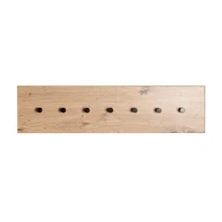 Garderobe murale métal et bois 7 crochets noirs