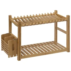 Égouttoir 2 niveaux et couverts bambou