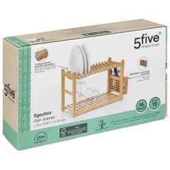 Égouttoir 2 niveaux et couverts bambou