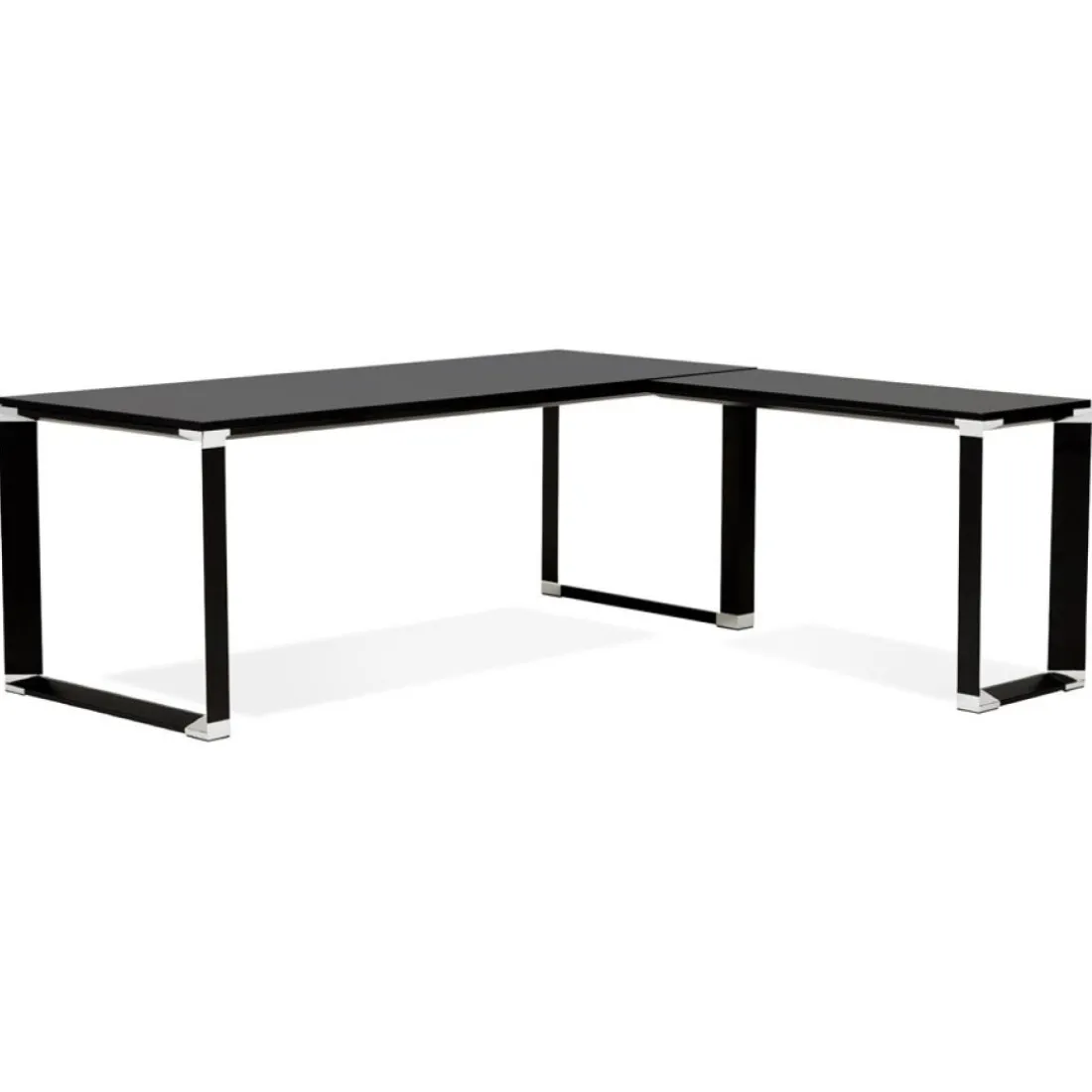 Grand bureau de direction en angle 'XLINE' en bois noir